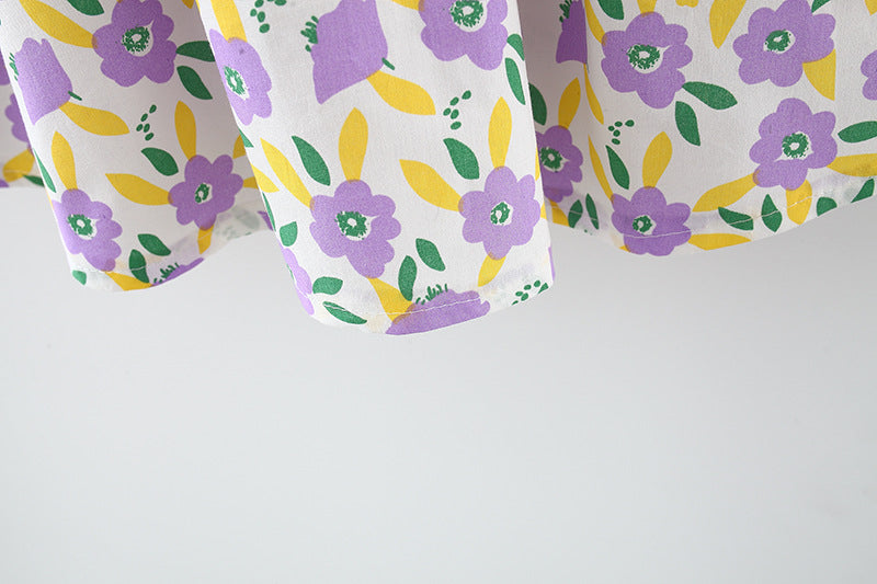 Baby Girls Lavender Dress with Bow and Hat – Soft Cotton Outfit