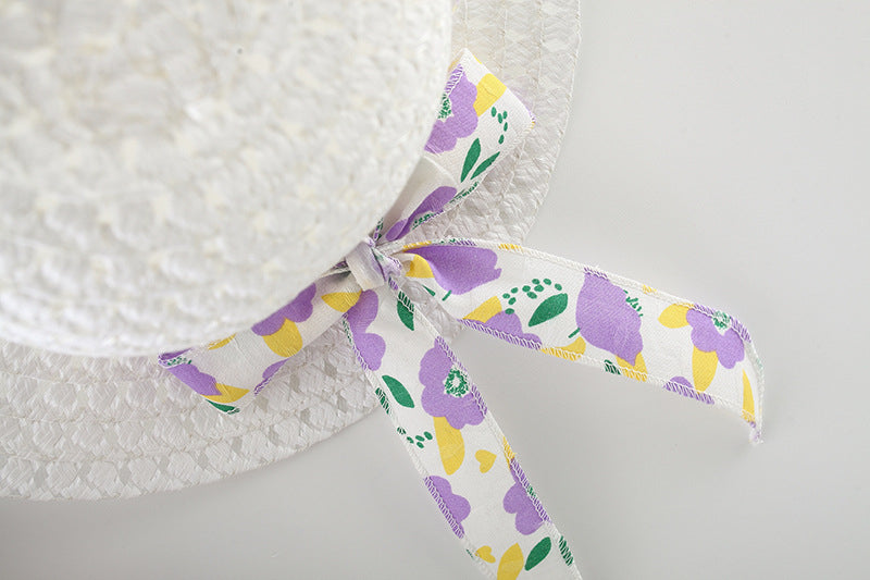 Baby Girls Lavender Dress with Bow and Hat – Soft Cotton Outfit
