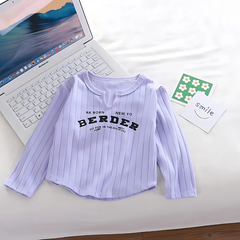 Lavender Girls Simplicity Top – Soft Cotton Blend Casual Long Sleeve Shirt