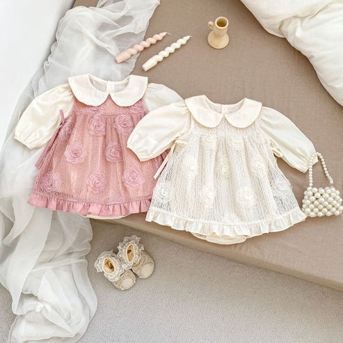 Layla 2-in-1 Baby Girls Romper and Dress Set – Soft Cotton Blend Outfit