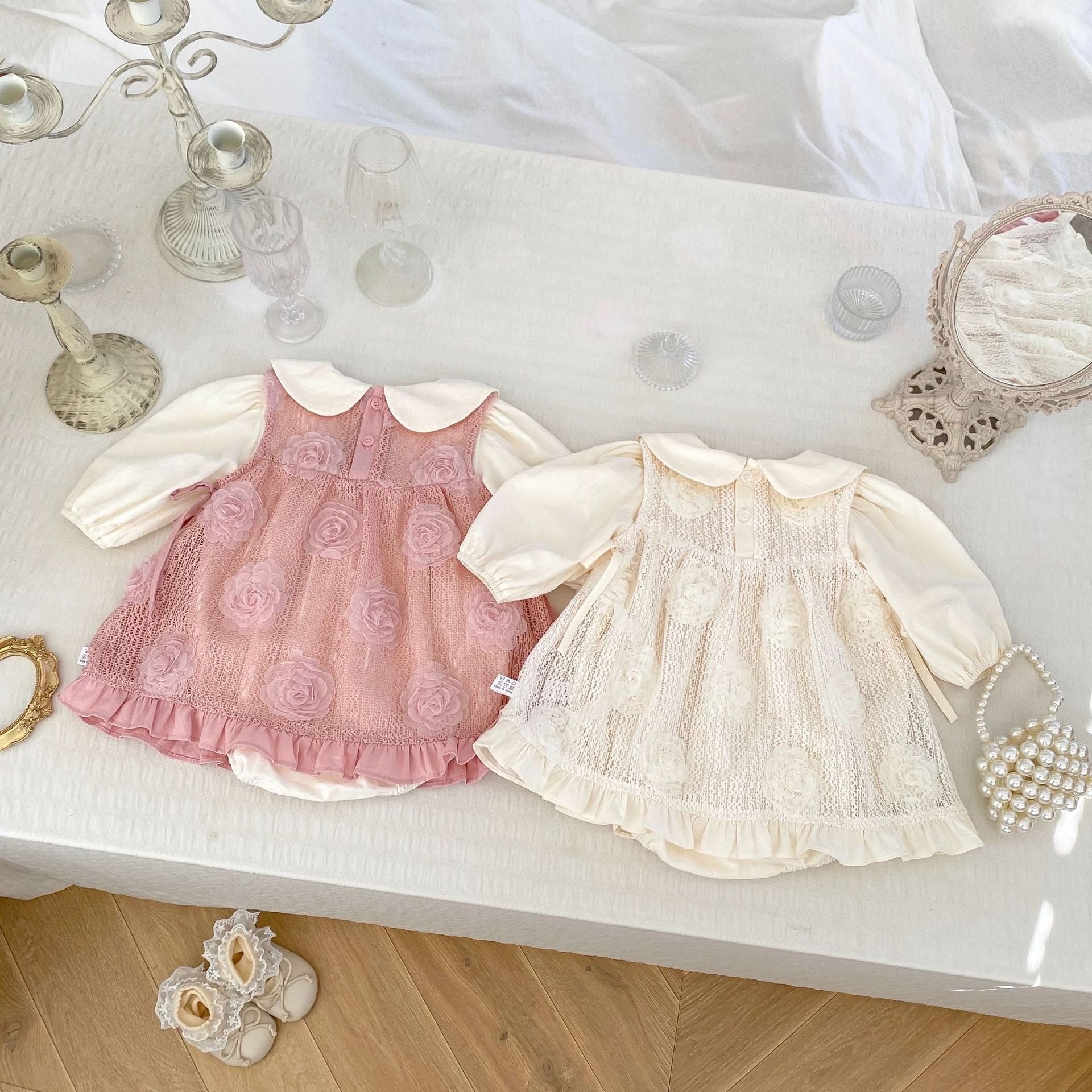 Layla 2-in-1 Baby Girls Romper and Dress Set – Soft Cotton Blend Outfit