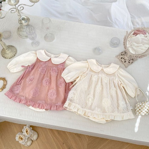Layla 2-in-1 Baby Girls Romper and Dress Set – Soft Cotton Blend Outfit