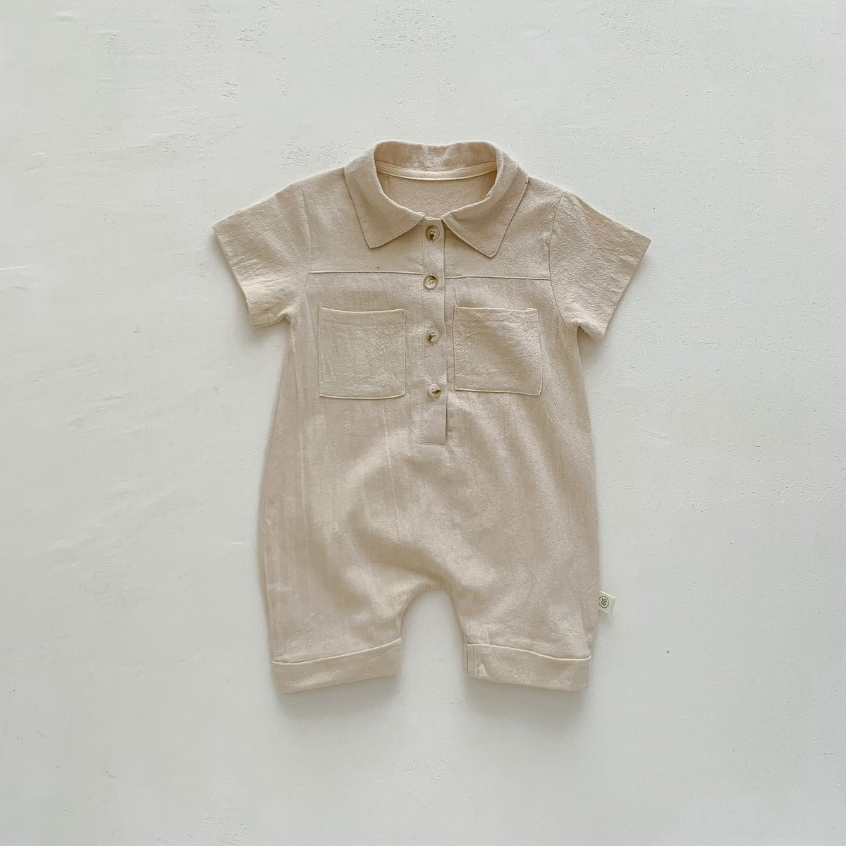Liam Baby Boys Linen Collared Romper – Lightweight and Stylish One-Piece Outfit