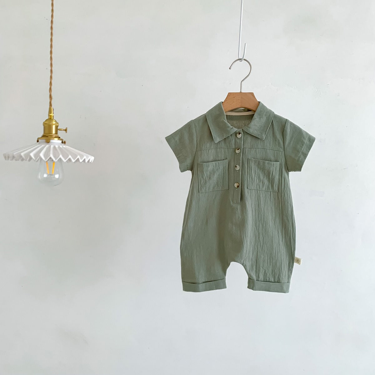 Liam Baby Boys Linen Collared Romper – Lightweight and Stylish One-Piece Outfit