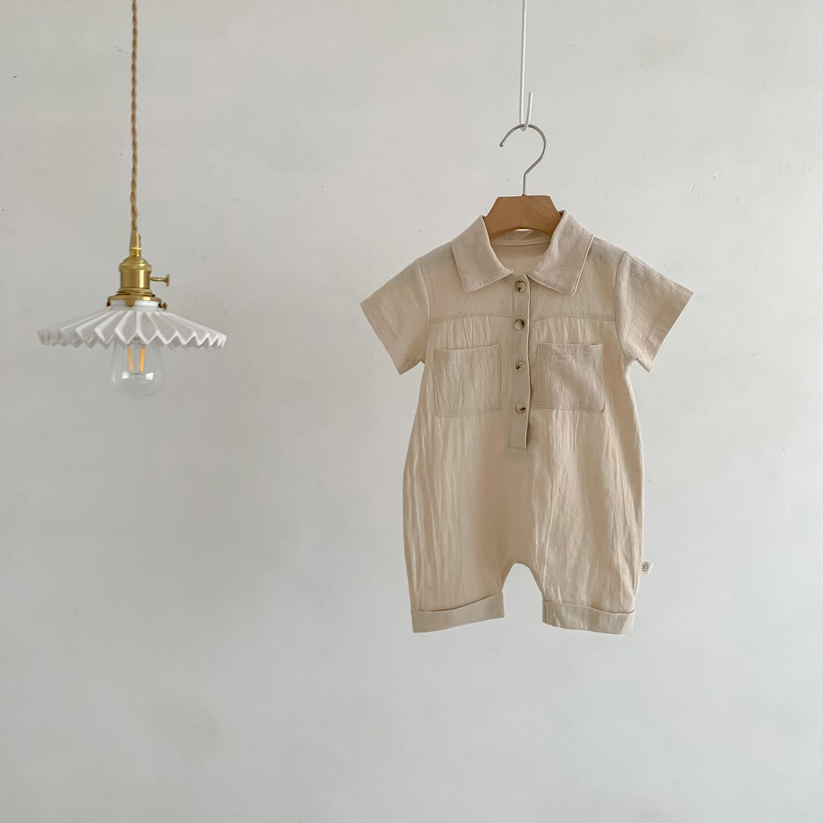Liam Baby Boys Linen Collared Romper – Lightweight and Stylish One-Piece Outfit