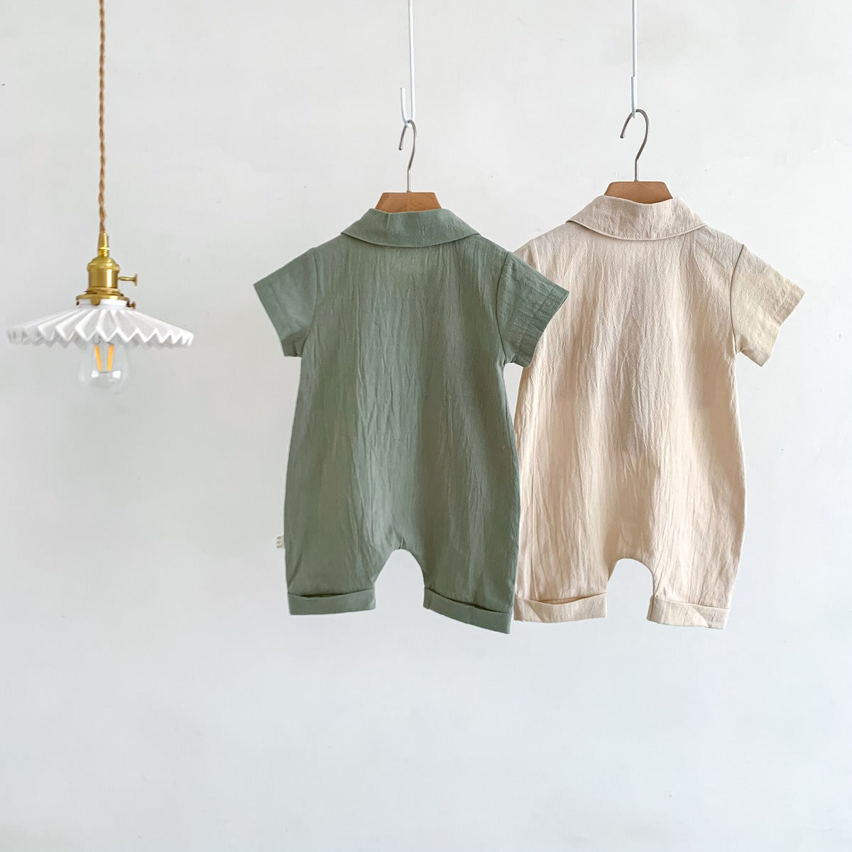 Liam Baby Boys Linen Collared Romper – Lightweight and Stylish One-Piece Outfit