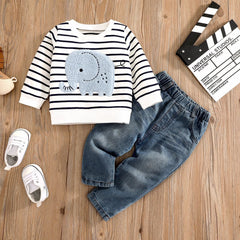 Lil Elephant Boys T-Shirt and Denim Set – Soft Cotton Blend Casual Outfit