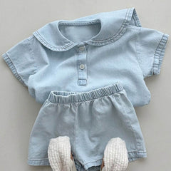Lil Trendster Unisex Kids Denim Set – Stylish Cotton Blend Jacket and Pants Outfit