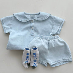 Lil Trendster Unisex Kids Denim Set – Stylish Cotton Blend Jacket and Pants Outfit