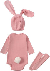 Little Baby Unisex Bunny Romper Set with Hat and Socks – Soft Cotton Blend One-Piece Outfit