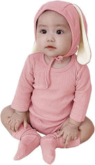 Little Baby Unisex Bunny Romper Set with Hat and Socks – Soft Cotton Blend One-Piece Outfit