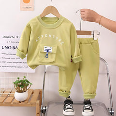 Little Boys Adventure Cotton Blend Outfit Set – Comfortable and Stylish Two-Piece Clothing