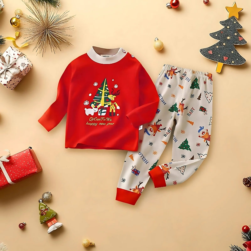 Little Boys and Girls Holiday Lounge Set – Soft Cotton Blend Christmas and New Year Outfit