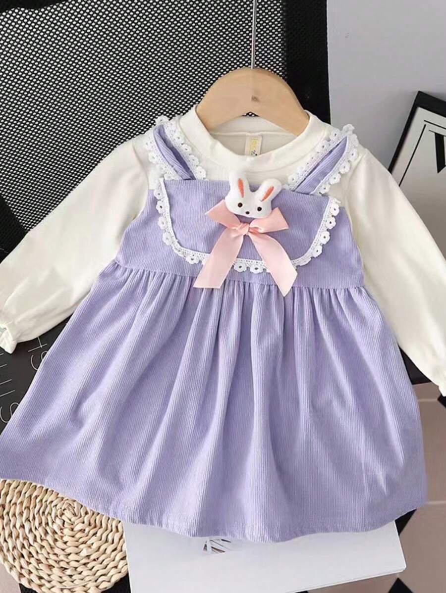 Baby Girls Elegant Dress with Bunny Design – Soft Cotton Outfit