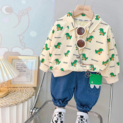 Little Dinosaur Boys Cotton T-Shirt and Jeans Set – Casual and Comfortable Outfit