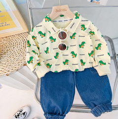 Little Dinosaur Boys Cotton T-Shirt and Jeans Set – Casual and Comfortable Outfit