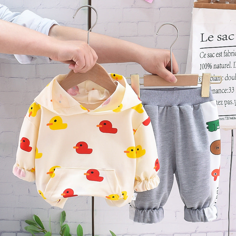 Little Quack Boys Hoodie Sweat Suit Set – Soft Cotton Two-Piece Outfit for Toddlers and Kids