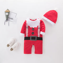 Little Santa Baby Boys Cotton Blend Romper Costume – Festive Holiday Outfit for Infants