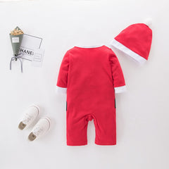 Little Santa Baby Boys Cotton Blend Romper Costume – Festive Holiday Outfit for Infants