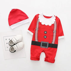 Little Santa Baby Boys Cotton Blend Romper Costume – Festive Holiday Outfit for Infants