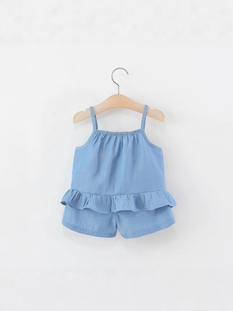 Luna Blue Mushroom Baby Girls Cotton Outfit Set – Adorable Top and Bottom for Infants and Toddlers