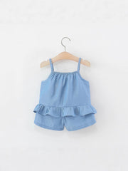 Luna Blue Mushroom Baby Girls Cotton Outfit Set – Adorable Top and Bottom for Infants and Toddlers
