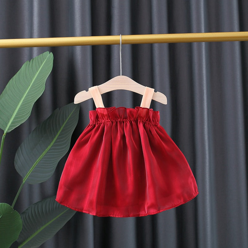 Baby Girls Party Dress with Bow – Cotton Blend Outfit