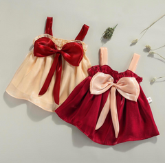 Baby Girls Party Dress with Bow – Cotton Blend Outfit