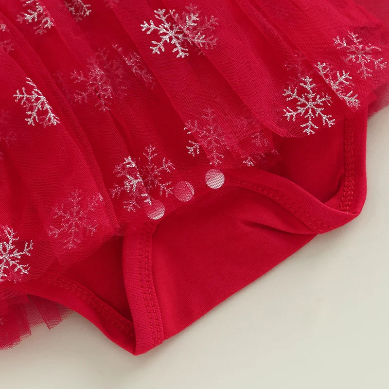 Merry Christmas Baby Girls Romper Dress with Bow – Festive Cotton Blend Outfit