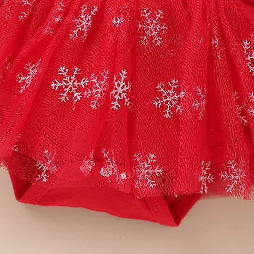 Merry Christmas Baby Girls Romper Dress with Bow – Festive Cotton Blend Outfit