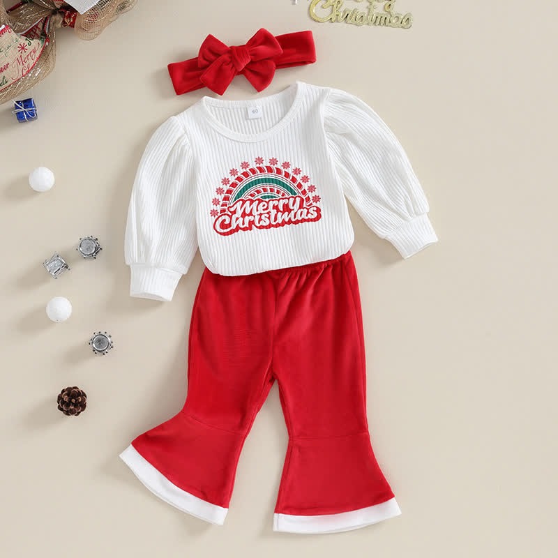 Merry Christmas Baby Girls Cotton Blend Romper Set with Matching Hairband – Festive Infant Outfit