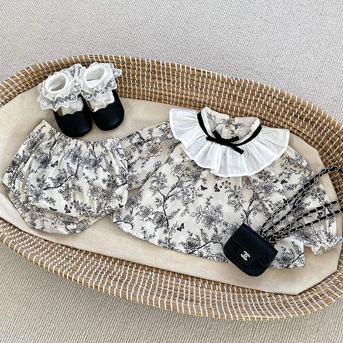 Mia Baby Girls Two-Piece Cotton Outfit – Lovely Top and Bottom Set for Infants and Toddlers