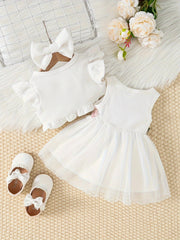 Talia Baby Girls Dress with Jacket and Bow – Cotton Blend Party Outfit