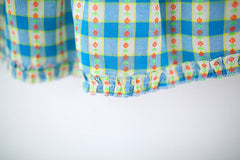 Baby Girls Blue Checkered Picnic Dress with Hat – Cotton Lined Outfit