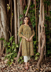 Mustard Cotton Kurta with Traditional Bagru Block Print