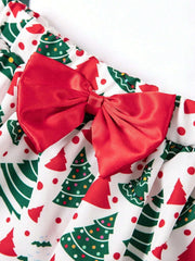 My 1st Christmas Baby Girls Romper Set – Festive Cotton Blend Outfit with Skirt and Bow