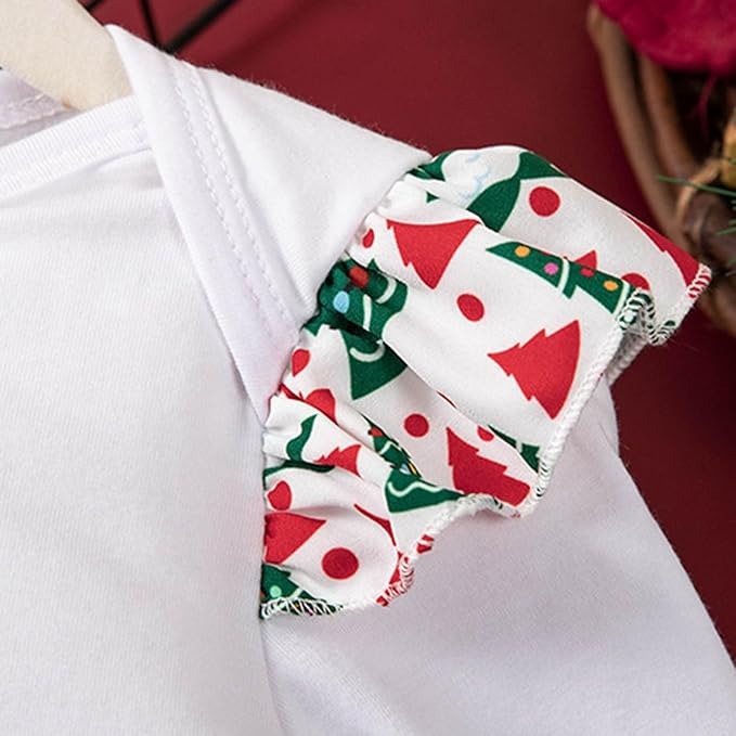 My 1st Christmas Baby Girls Romper Set – Festive Cotton Blend Outfit with Skirt and Bow