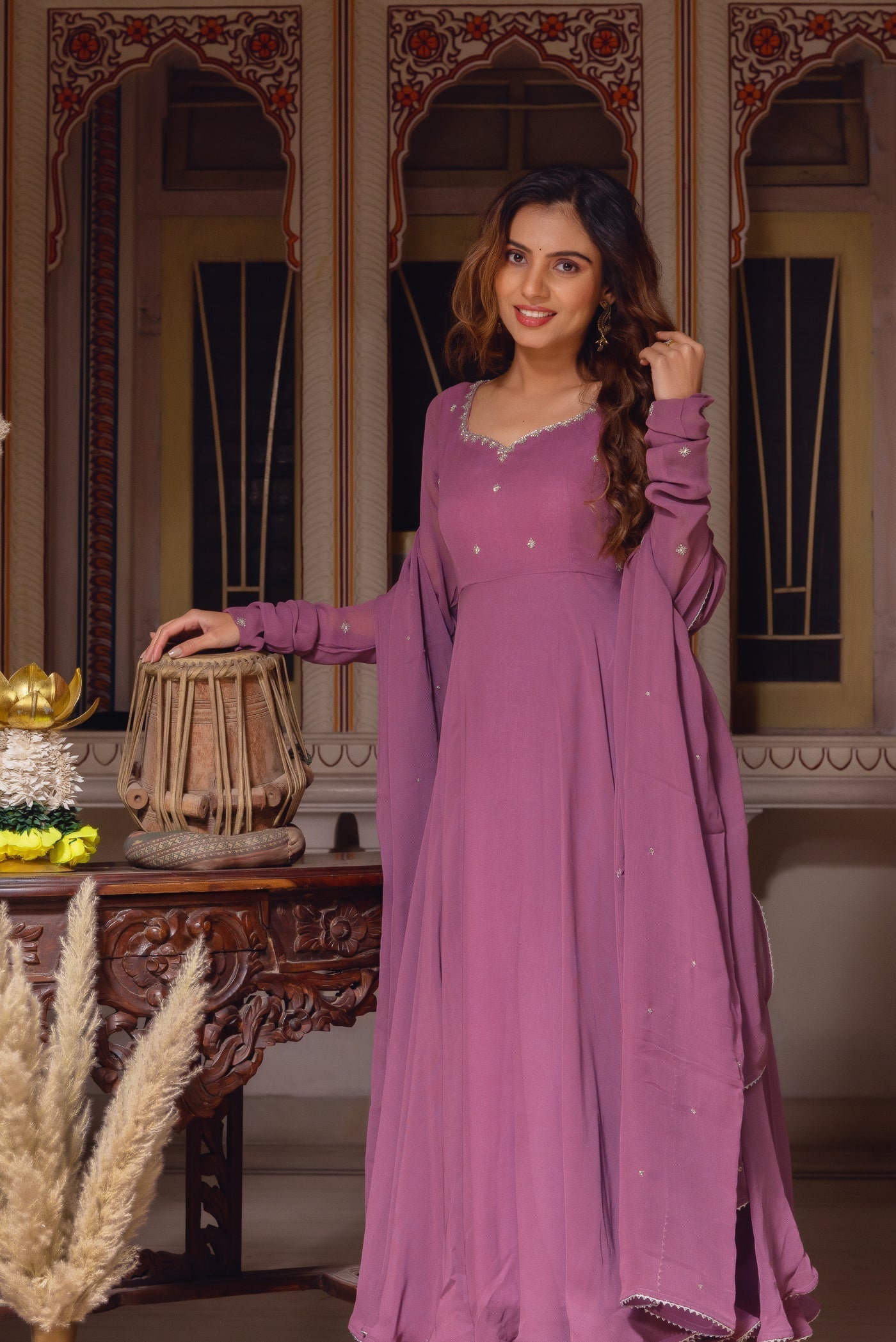 Elegant Faux Georgette Embroidered Anarkali Suit – Three-Piece Set
