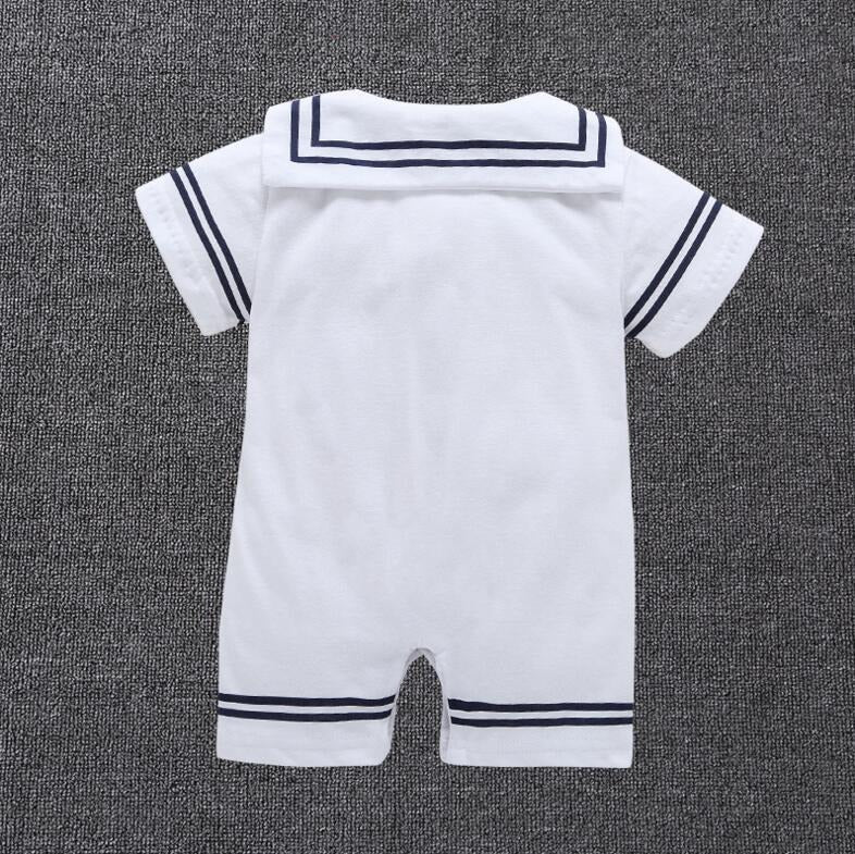Navy Baby Girls and Boys Sailor Romper – Cotton Nautical Outfit for Infants