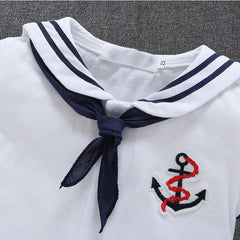Navy Baby Girls and Boys Sailor Romper – Cotton Nautical Outfit for Infants
