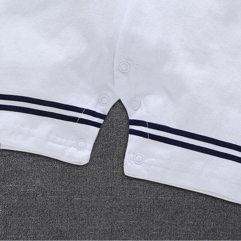 Navy Baby Girls and Boys Sailor Romper – Cotton Nautical Outfit for Infants