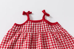Baby Girls Checkered Strawberry Dress – Soft Cotton Party Outfit