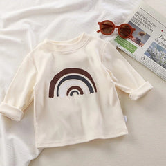 Nordic Rainbow Girls Top – Soft Cotton Blend Casual Long Sleeve Shirt