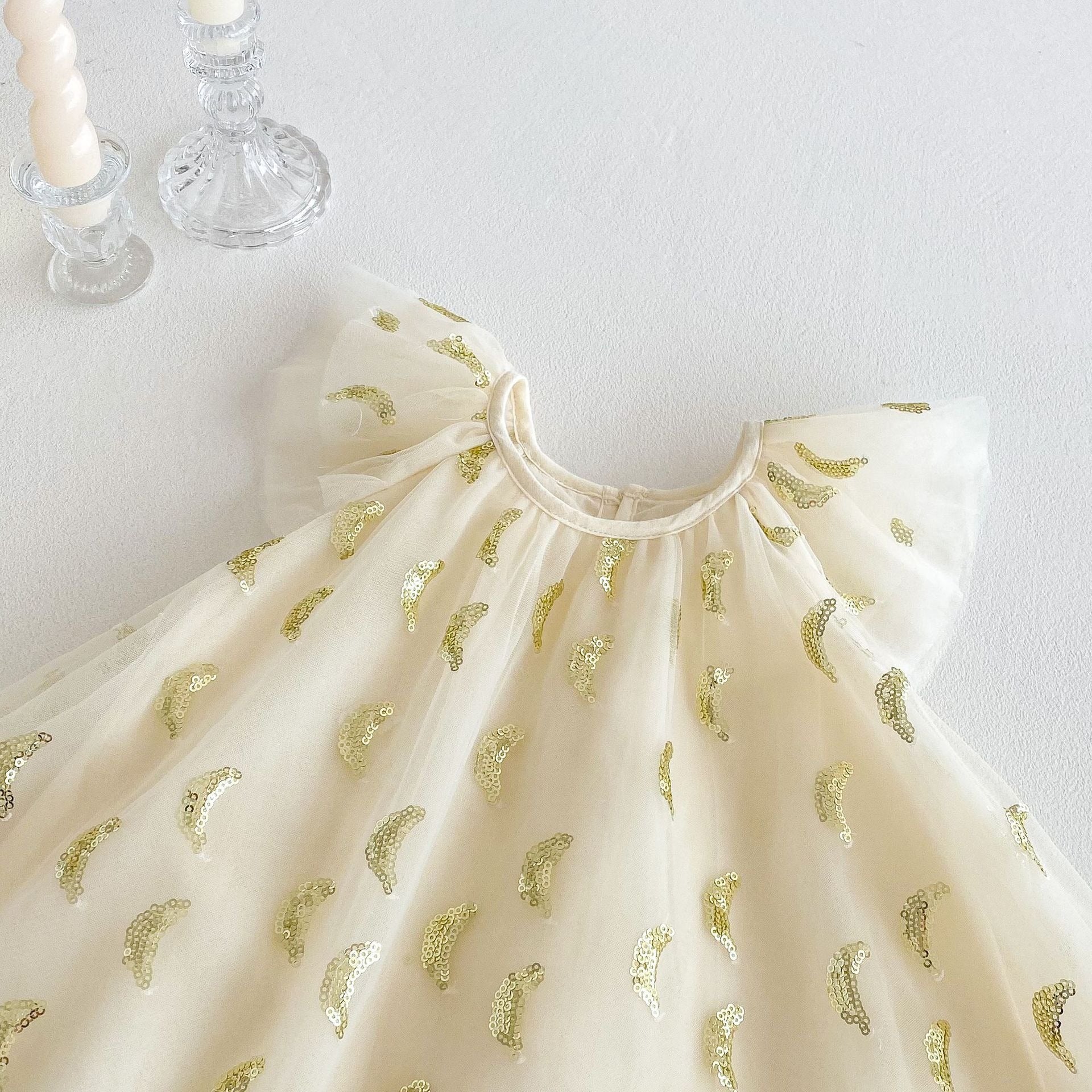 Baby Girls Sequin Party Dress – Soft Cotton Lined Princess Outfit