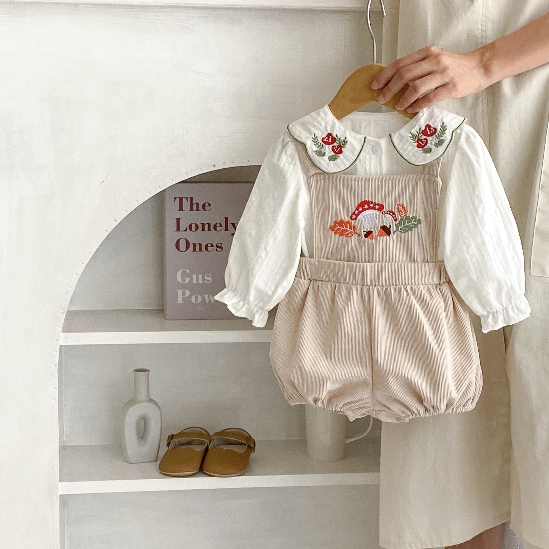 Daisy Dream Baby Girls Two-Piece Suspender Set – Cotton Outfit with Top and Suspender Skirt
