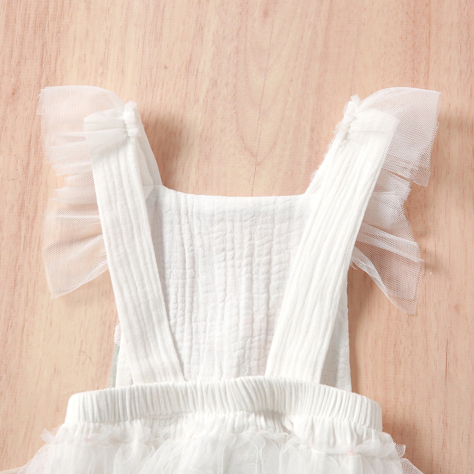 Embroidered Baby Girls Party Romper – Soft Cotton with Delicate Net Overlay