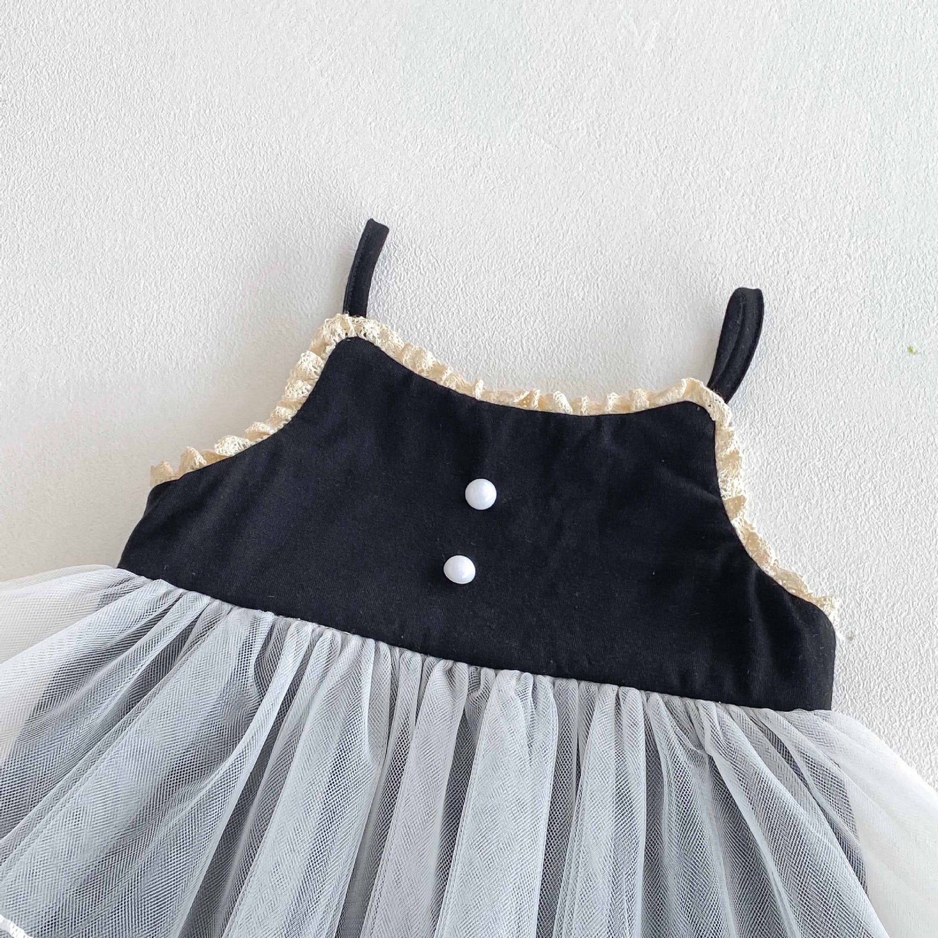 Alina Baby Girls Black Twirl Romper Dress – Soft Cotton Outfit