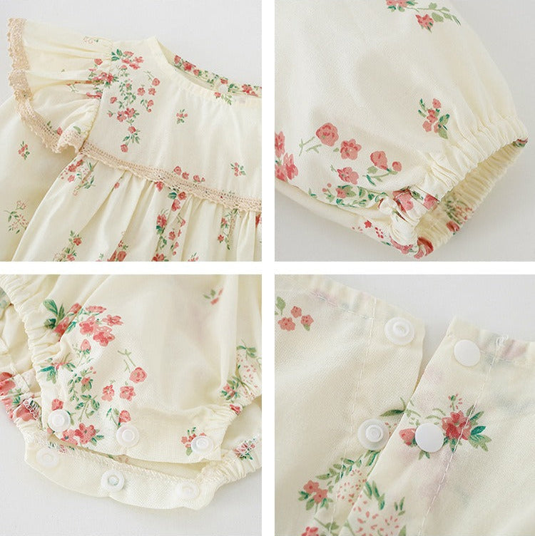 Blossom & Bow Girls Matching Romper and Dress – Soft Cotton Outfit