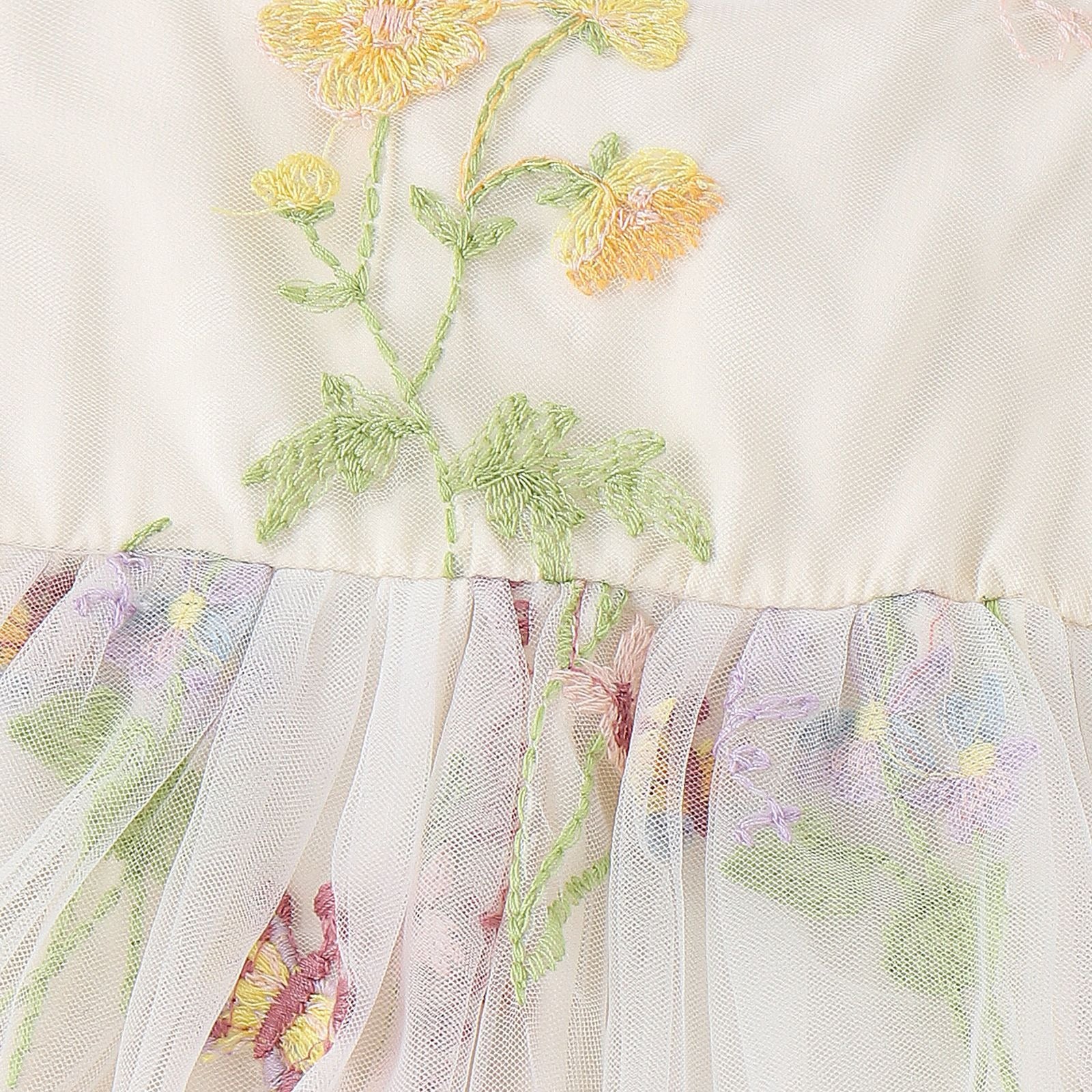 Flower Embroidered Girls Romper Dress – Soft Cotton Blend Outfit