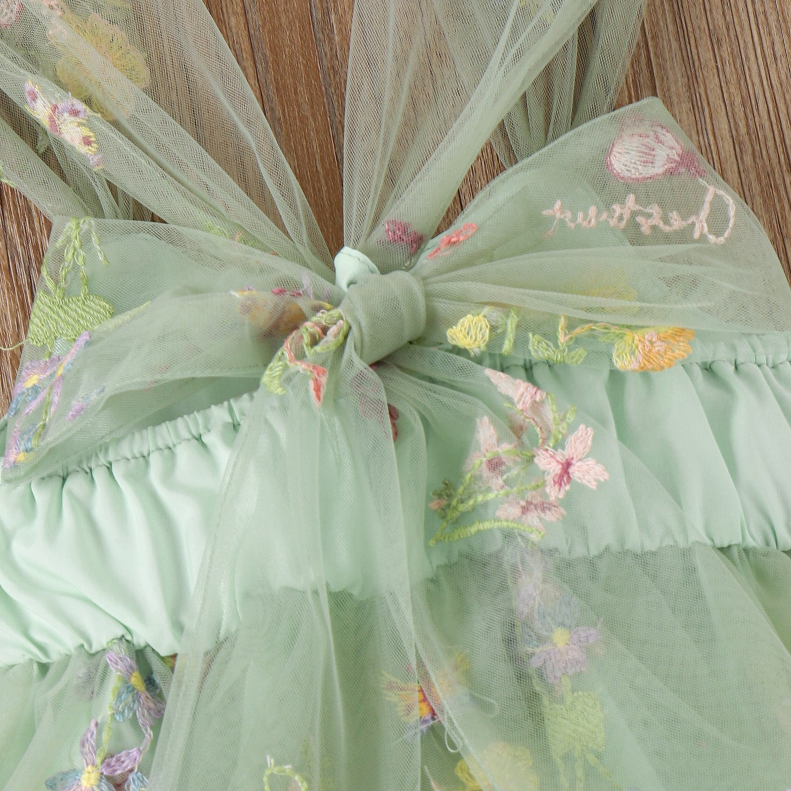Flower Embroidered Girls Romper Dress – Soft Cotton Blend Outfit